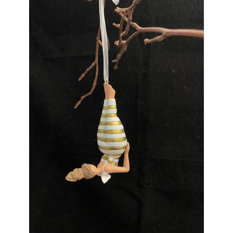 Yoga Engel Hänger Kopfstand – weiß-gold gestreift